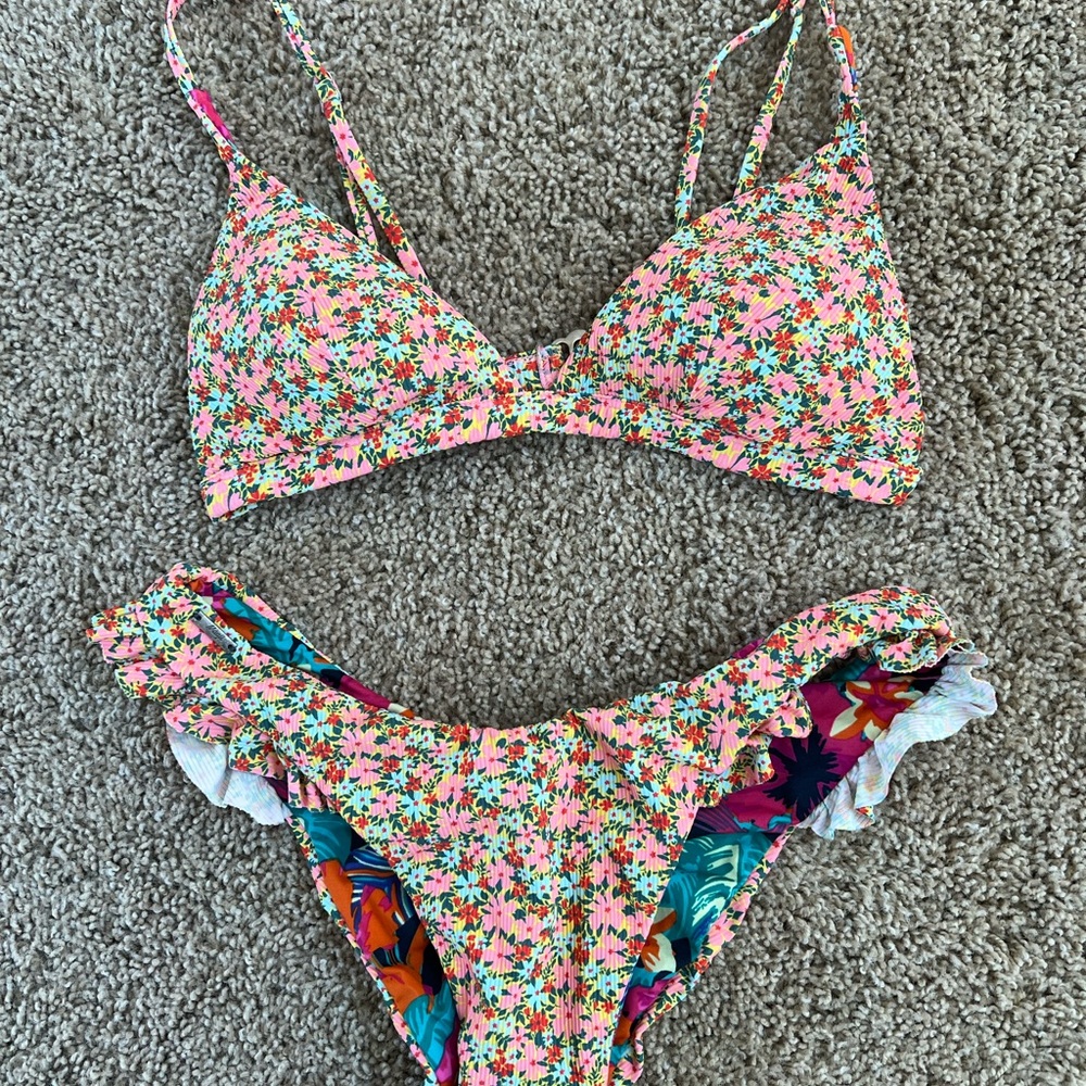 Maaji Pink Floral Reversible Bikini Set